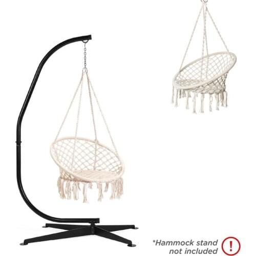 1PC Nordic Cotton Rope Hammock Chair Handmade Knitted Indoor Outdoor Kids Swing Bed Adult Swinging Hanging Safety Hammock