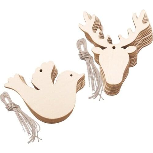 10pcs Valentines Day hemp rope pendant home decoration gift wood crafts creative handmade wood chip prop accessories supplies