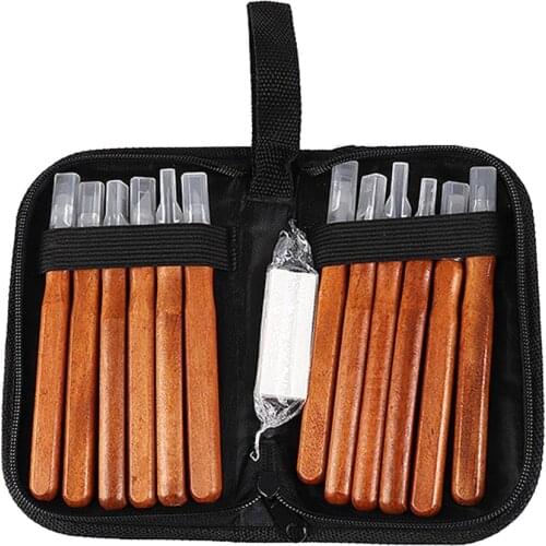 12Pcs Wood Carving Tools Kit Hand Chisel Woodcut Gouges for DIY Carving Sculpture Wax with Whetstone Storage Pouch