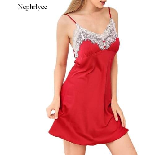 2021 Summer Sexy Night Dress Lace Nightgown Womens New Sleepwear Backless Lace V-Neck Nightwear Silk Nightdress Homewear SLP202