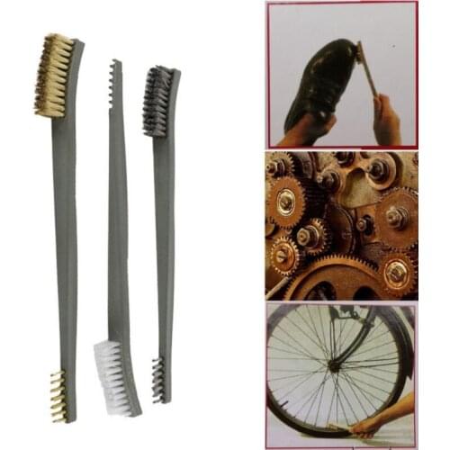 3Pcs Cleaning Brass Steel Brush Double Car Cleaning Final Wire Wash Brush Kit Detail Dust Cleaning Brush