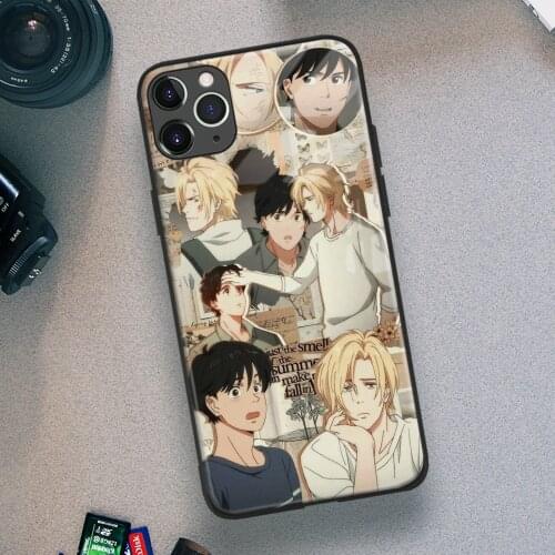 Ash Lynx and Eiji Okumura banana fish Soft TPU Glass Phone Case for IPhone SE 6s 7 8 Plus X Xr Xs 11 12 Mini Pro Max Samsung