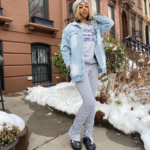 Long Denim Jacket Women Jeans Jacket New Ladies Denim Jacket Casual Ripped Mid Length Blouse Chamarras De Mezclilla Para Mujer