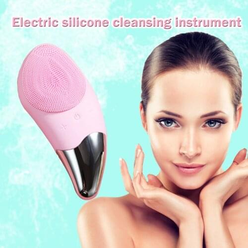 Mini Electric Facial Cleansing Brush Silicone Sonic Face Cleaner Deep Pore Cleaning Skin Massager Face Cleansing Brush Device