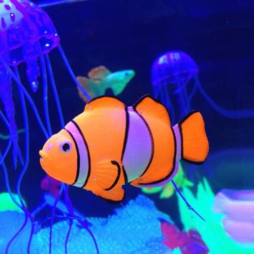 1 Pcs Artificial Clown Fish Figurines Miniatures Home Decor Glowing Effect Aquarium Fish Tank Water Ornament