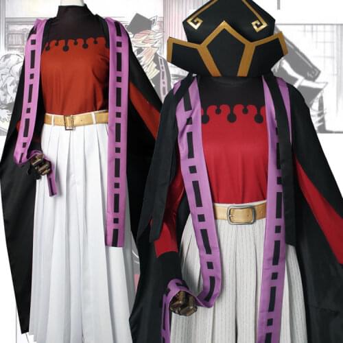 Anime Demon Slayer Kimetsu no Yaiba Douma Kimono Uniform Cosplay Costume With Hat Halloween Suit For Women Men Outfit New