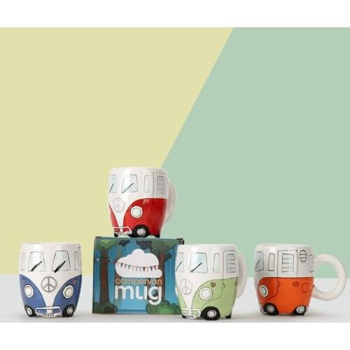 Bus Mug Fauvism Mug Small Animal Mug Hand-made Ceramic Mug Creative Custom Cute Cartoon Milk Mug