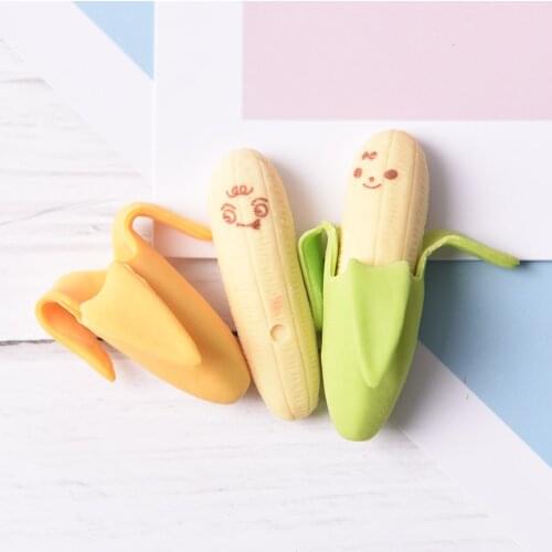 2pcs Fruit Style Pencil Eraser Banana Rubber Lovely Cute Students Stationery School Supplies