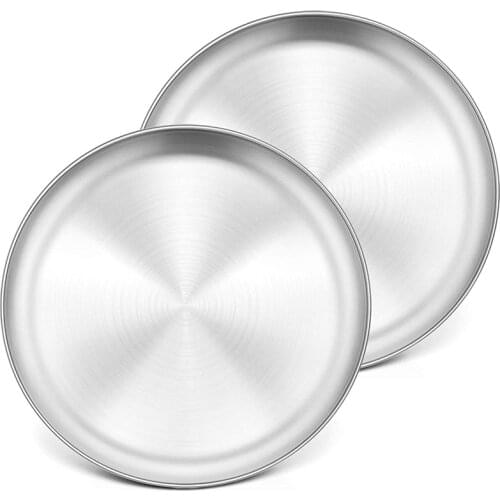 10 Inch Pizza Pan Set of 2, Stainless Steel Pizza Round Baking Trays, Crisper Oven Pan for Baking Serving, Durable
