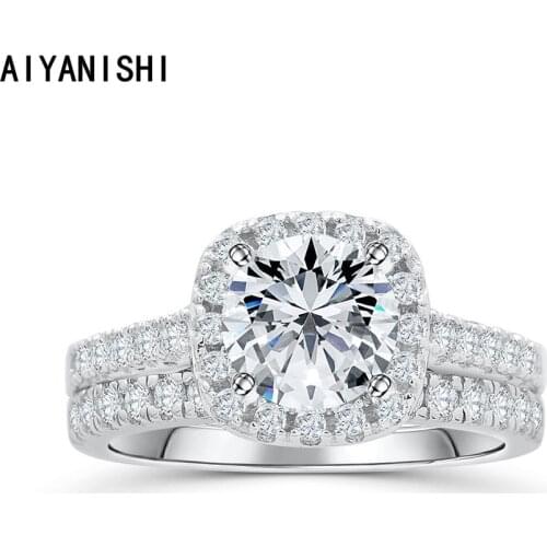 AIYANISHI S925 Rings For Women 1.25ct Ring Sets Wedding Bridal Ring Set Jewelry Engagement Party Bijoux Femme Gifts DropShipping