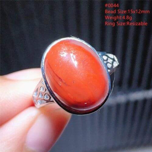Natural Red South Agate Gemstone Adjustable Ring Oval 17x14mm 925 Sterling Silver Fashion Stone Bead AAAAA