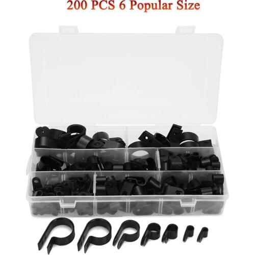 Nylon Wire Cable Clamp Car Audio Fastener Plastic Wire Clips Hose Mount P Type Clamps Cable Cord Clip Car Accessories 200pcs