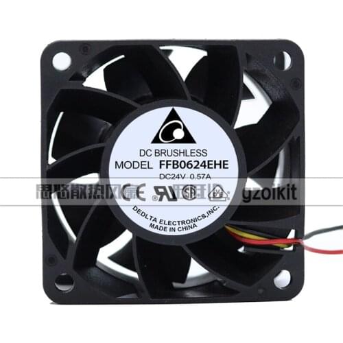 New original FFB0624EHE 24V 0.57A 6CM 6038 three-wire speed measurement double ball gale booster inverter cooling fan