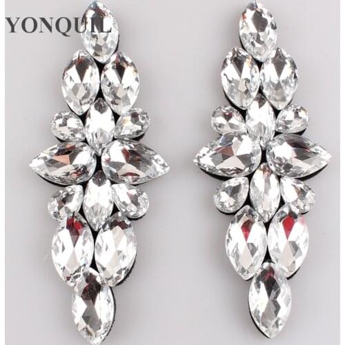 Rhinestone Appliqued Trim For Wedding Belt Sliver Crystal Sew On Rhinestone Handmade Bridal Garment DIY Accessory 6Pcs/Lot