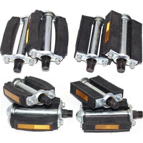 Old Fashion Rubber Block Bicycle Pedals 9/16' Steel Bearing Flat Pedal with Reflective Sides for 26''/28'' Vintage Retro Bikes