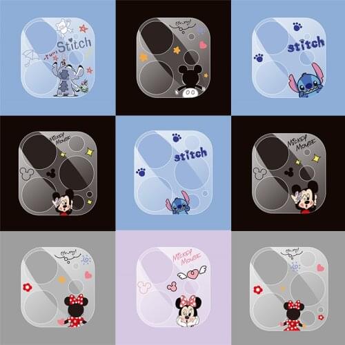 Disney Mickey Stitch New Cartoon Transparent Camera Len Tempered Glass For iPhone 11 12 Pro Max Screen Protector Camera Glass