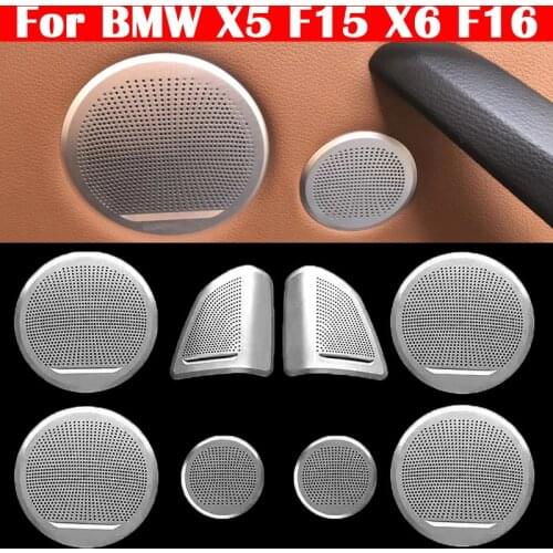 Advanced Silvery Panel For BMW X5 F15 X6 F16 BO Tweeter Midrange Treble Speaker Cover With Logo Doors Decorative Horn Mounts