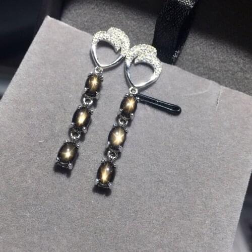 925 sterling silver Natural sapphire star drop earring fine Jewelry women wedding new wholesale 4*5mm