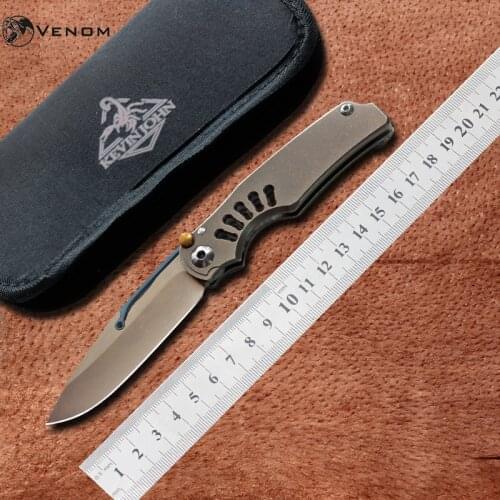VENOM kevin john Tilock outdoor Folding knife Titanium handle M390 blade outdoor camping fruit folding knife EDC tools