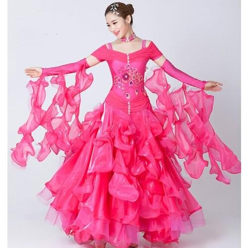 Modern Dance Woman High-end Big Swing Standard Ballroom Dance Costume Dress for Competition Sequins Waltz/tango/foxtrot Costumes