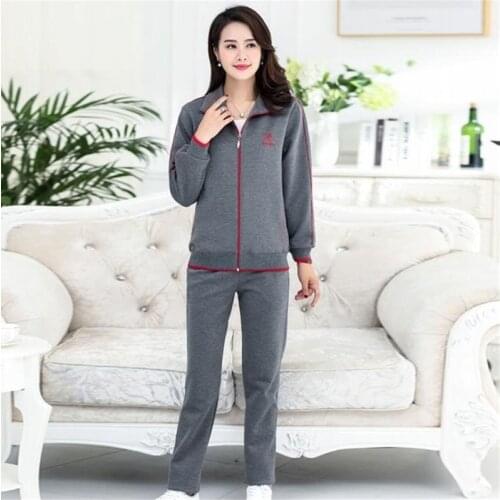 Sporting suit female Spring autumn Large size 2 piece set Ladies Leisure tracksuit for women Long sleeve Middle age clothing