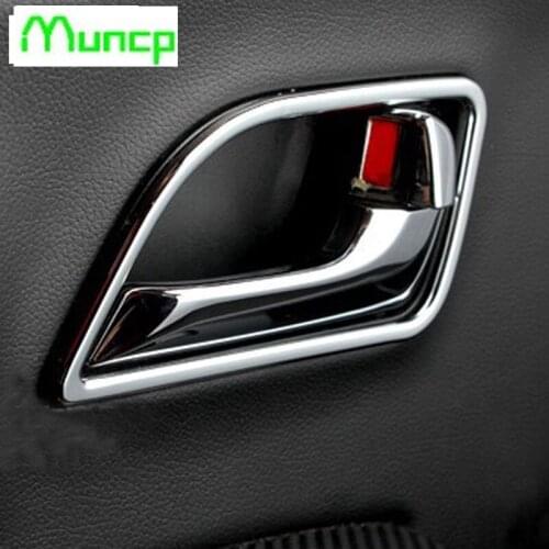 Styling cars, ABS chrome trim door handles cover interior ring sticker for Kia Rio K2 2011 2012 2013