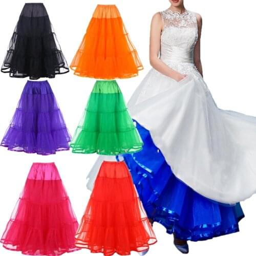 HONGFUYU A Line Women Tulle Underskirt Floor Length Wedding Dress Petticoats 100cm Without Hoops Bridal Accessories M-XL 2021