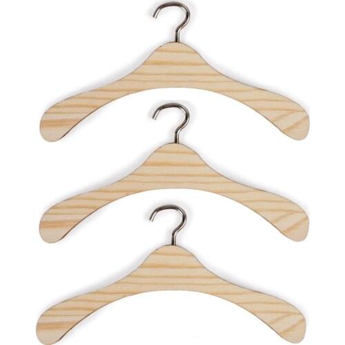 [wamami] 235# 3pcs Wood Clothes Rack Coat Hanger For 1/6 1/4 1/3 SD17 MSD DZ DOD BJD Dollfie