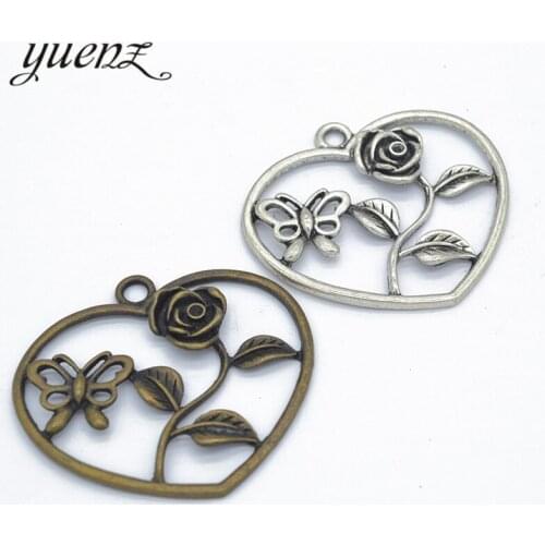 YuenZ 2pcs Alloy Charms Antique Silver color flower Pendants Jewelry Findings For DIY Handmade Jewelry Making 54*48mm Q135