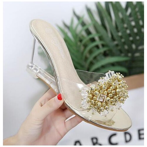 Women Shoes Summer 2019 High Quality Sexy rystal Transparent Diamond Wedges Sandals High heels 8.5cm Slope Sandals Female 4 Styp
