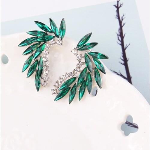 Mitoky Shining Rhinestone Wings Stud Earrings Acrylic Crystal Stone Women Piercing Earrings Trendy Wedding Jewelry Christmas Gif