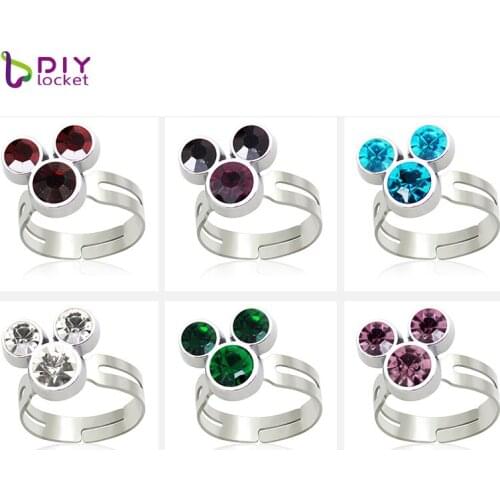 1PC Cartoon Mickey Rings in Twelve Color Cute Type Children Adjustable Rings with Box LSSR238