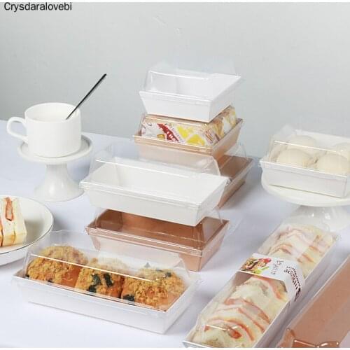 10pcs Kraft Paper Cake Box Transparent Cover For Breat Donut Boxes Packing Handmade Baby Shower Cake Decorating Supplies