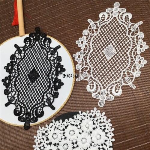 10pc Black Ivory Rotator Cuffs Flower Lace Embroidered Organza Flowers Home Cloth Patch Decals DIY Clothing Accessory BD0638