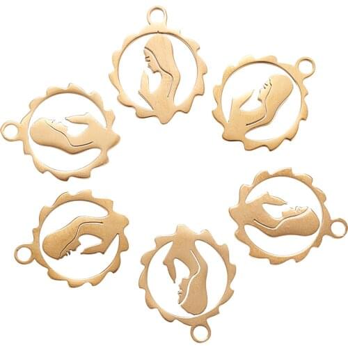 10Pcs 304 Stainless Steel Metal Pendants Goddess Virgin Mary Mother of God Charms for Jewelry Earrings Necklace Making DIY