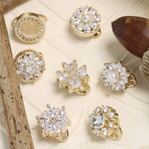 10pcs Luxury Rotatable Flower Nail Art Alloy Zircon Pearl Metal Rotation Manicure Nails Accesorios Supplies Decorations Charms