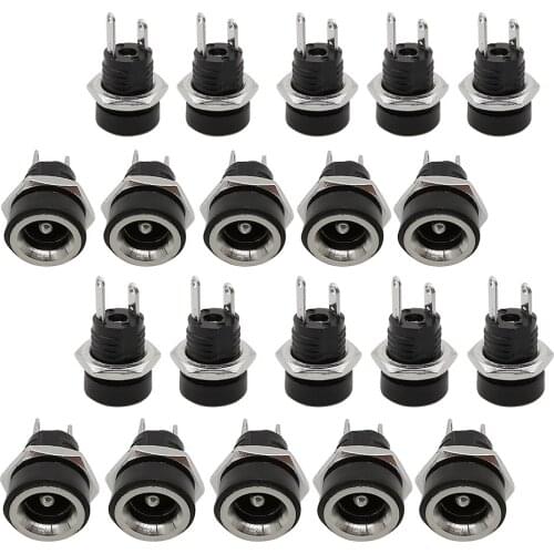 100Pcs DC-022B 5.5 x 2.1mm DC Power Supply Plug Connector 5.5*2.1mm DC Jack Connectors Female Panel Mount Adapter