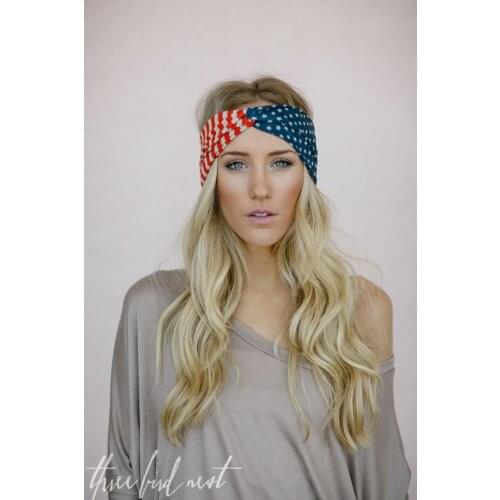 DHL Free New 100pcs American Flag Headband USA Turban Stretch Headbands Bandana Turbante Head Wrap Hair Accessories