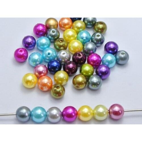 100 Pcs Mixed Color Plastic Faux Pearl Round Beads 10mm Imitation Pearl