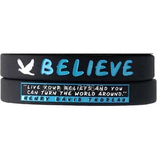 100pcs Believe Motivational Quote wristband silicone bracelets free shipping by ePacket