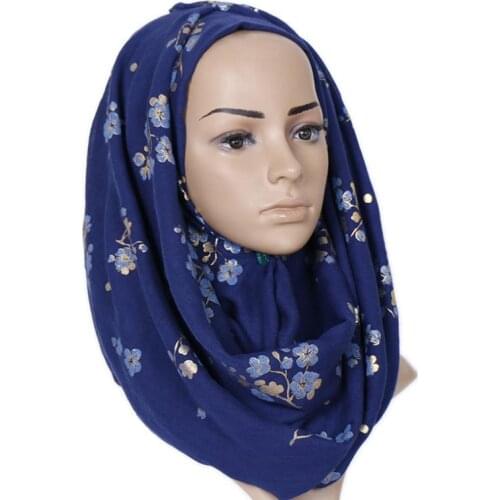 120pcs/lot new fashion cotton glod thread flower print scarf shawl pashmina/muslim floral hijab