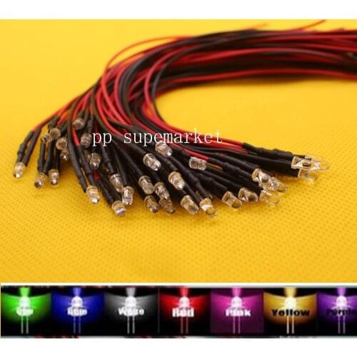 20pcs lot 20cm Pre Wired 3mm 5mm LED Light Lamp Bulb Prewired Emitting Diodes For DIY Home Decoration DC12V