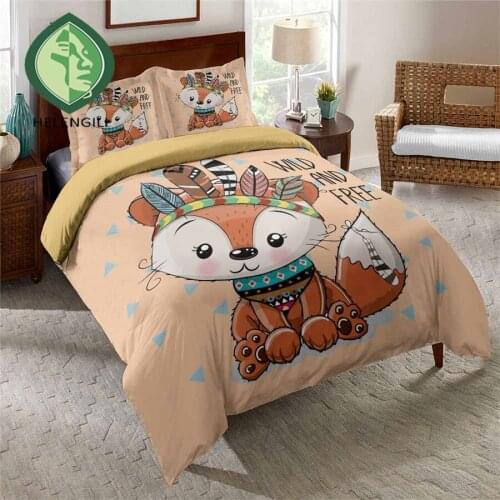 HELENGILI 3D Bedding Set Fox Painting Print Duvet Cover Set Bedclothes with Pillowcase Bed Set Home Textiles #FOX29