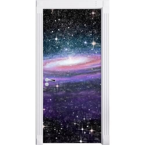3D Door Sticker Fantasy Space Mural Wall Sticker DIY Door Cover Kitchen Home Decoration Accessories Modern 3d Wall Stickers