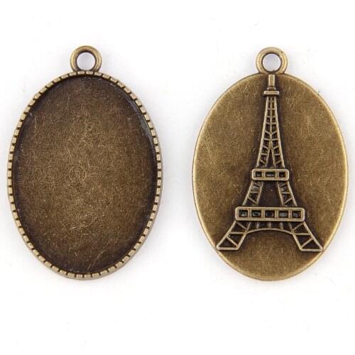 5pcs Antique Gold Outer Diameter 41.7*27.4mm Inner Diameter 25*35mm Oval Iron Tower Alloy Bottom Base DIY Bracelet Pendant