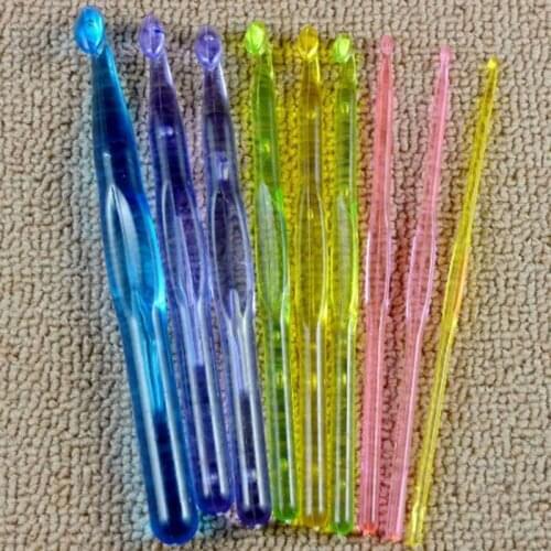 Hot Sale 9pcs/set Plastic Crocheting Acrylic Crochet Hooks Needles 3mm,4mm,5mm,6mm,7mm,8mm,9mm,10mm,12mm