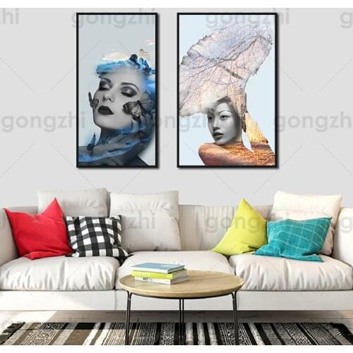 Beauty Butterfly Head Abstract Art Canvas Painting Living Room Bedroom Cafe Internet Nordic Style Wall Art Pictures