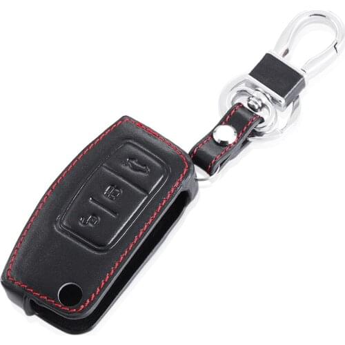 Newest car styling ,High quality genuine leather key chain ring cover case holder for Ford Focus 2 MK2 fiesta kuga Ecosport