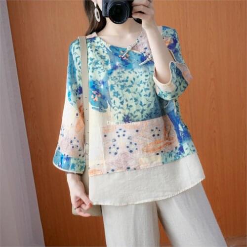 2021 hanfu tang suit traditional chinese women chiffon blouse chinese costume cotton linen blouses for female ancient shirts