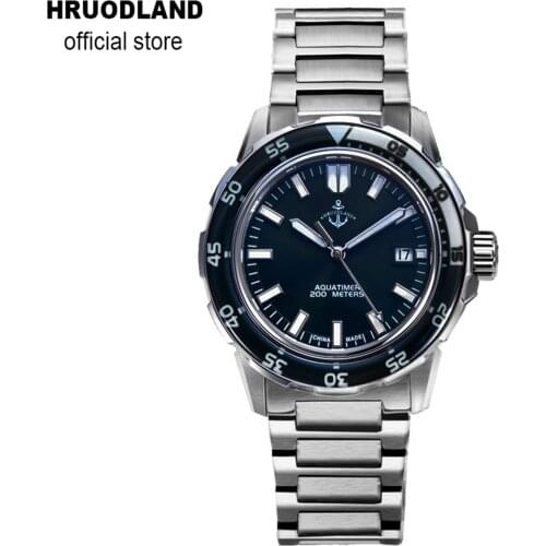 Hruodland Stainless Steel Ocean Dive Men Watches PT5000 SW200 Mov't 200m Waterproof Sapphire Automatic Mechanical Watch for Male